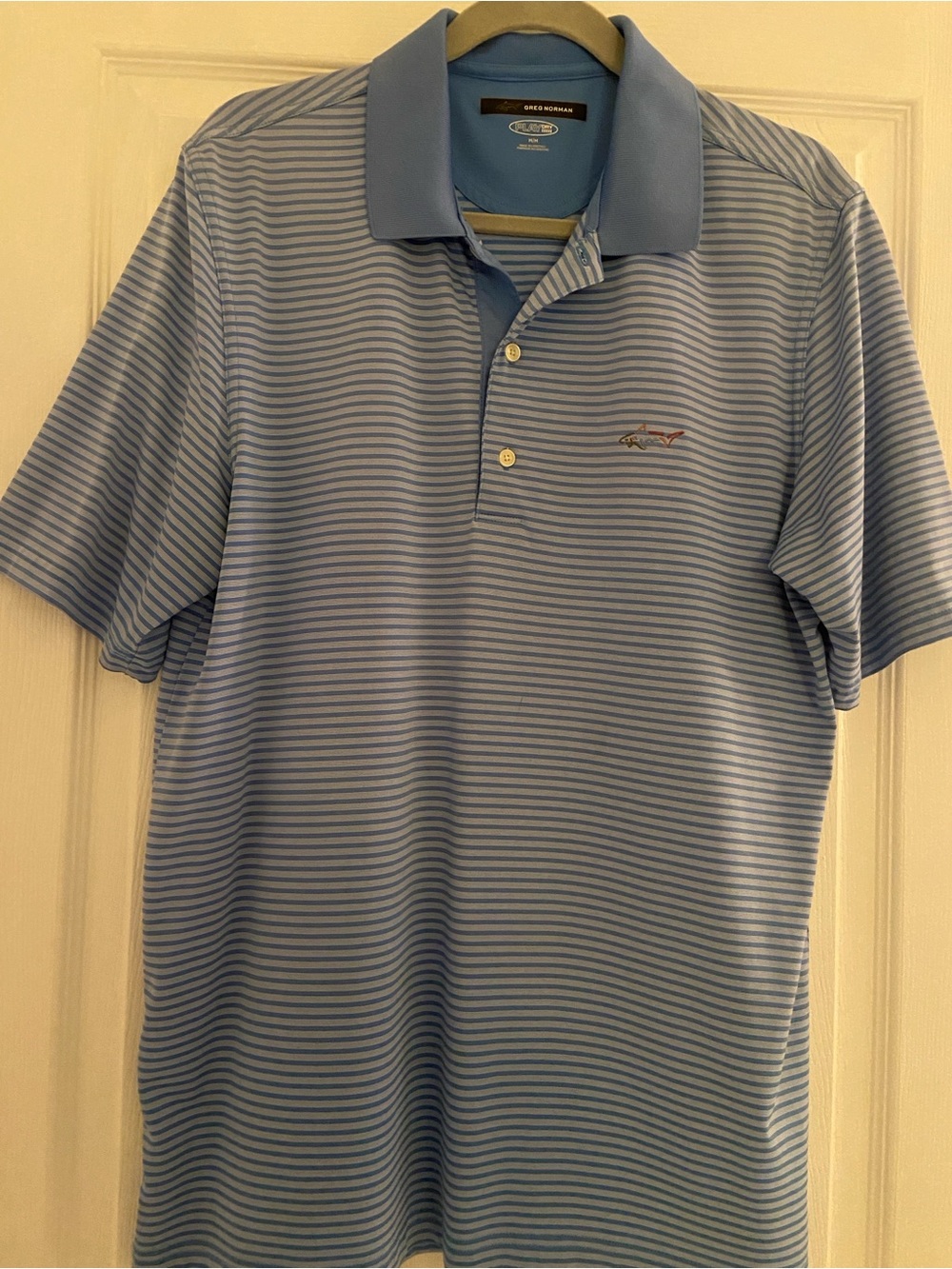 Greg Norman Collection Men’s Light Blue Striped Polo